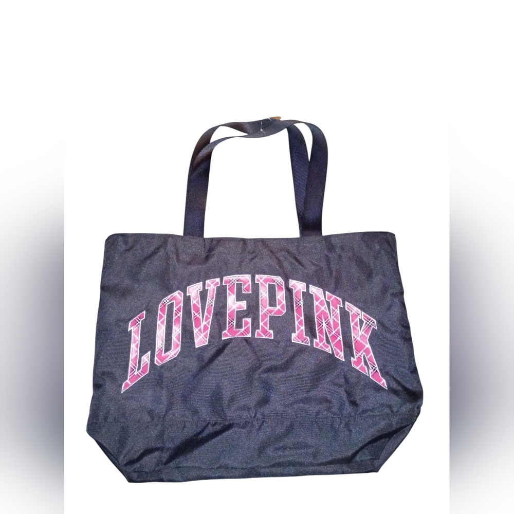 NWT PINK Victoria's Secret Black Tote Bag